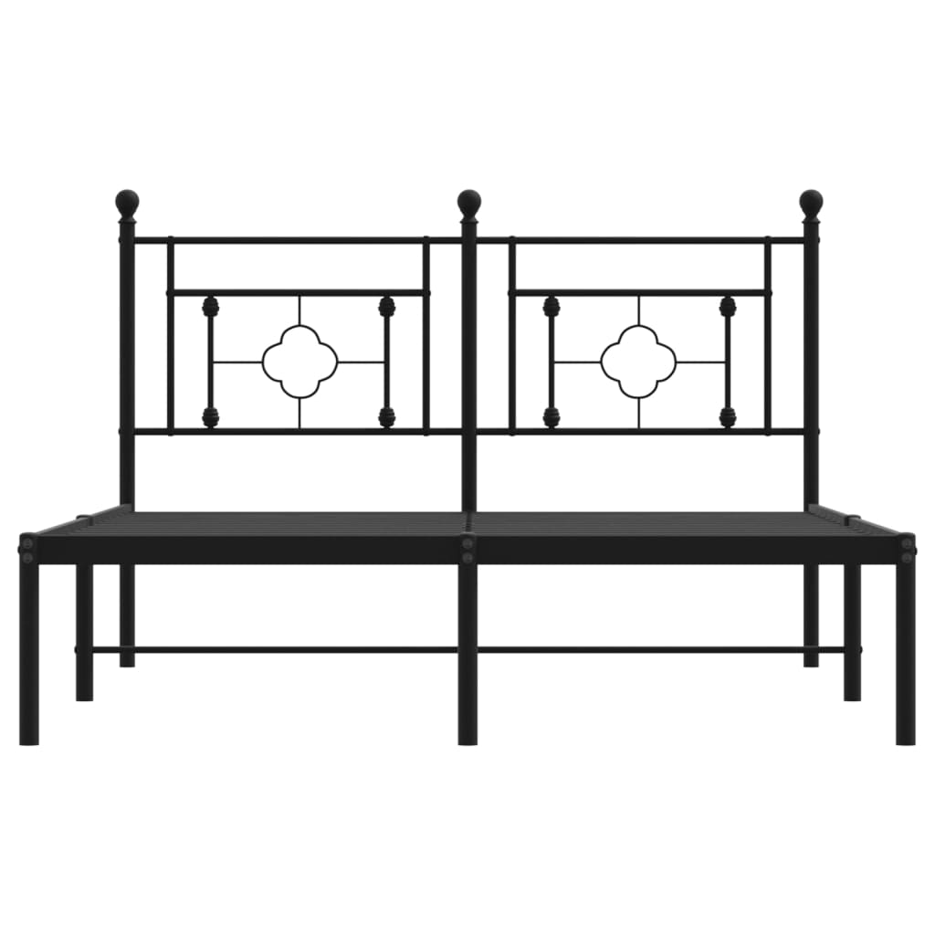 vidaXL Cadre de lit métal sans matelas avec tête de lit noir 135x190cm