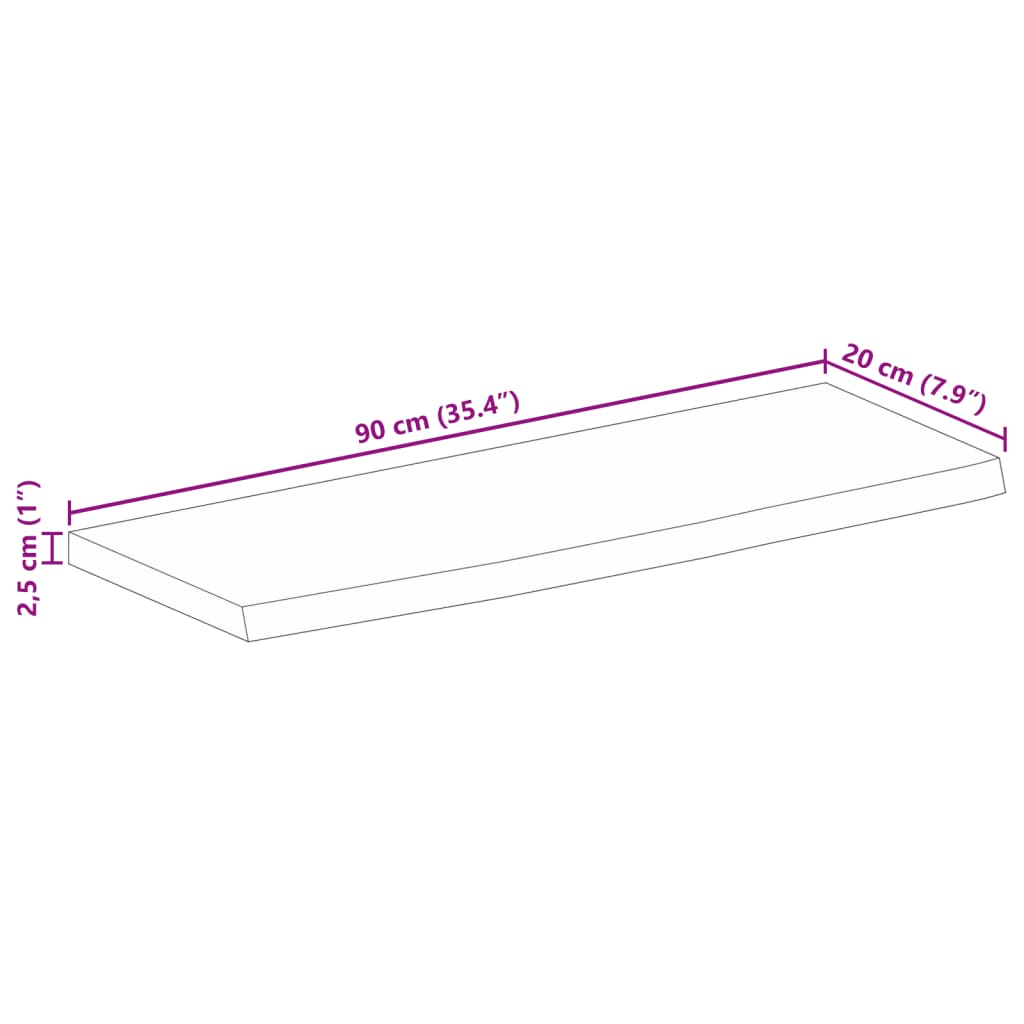 vidaXL Dessus de table à bord vivant 90x20x2,5 cm bois massif manguier