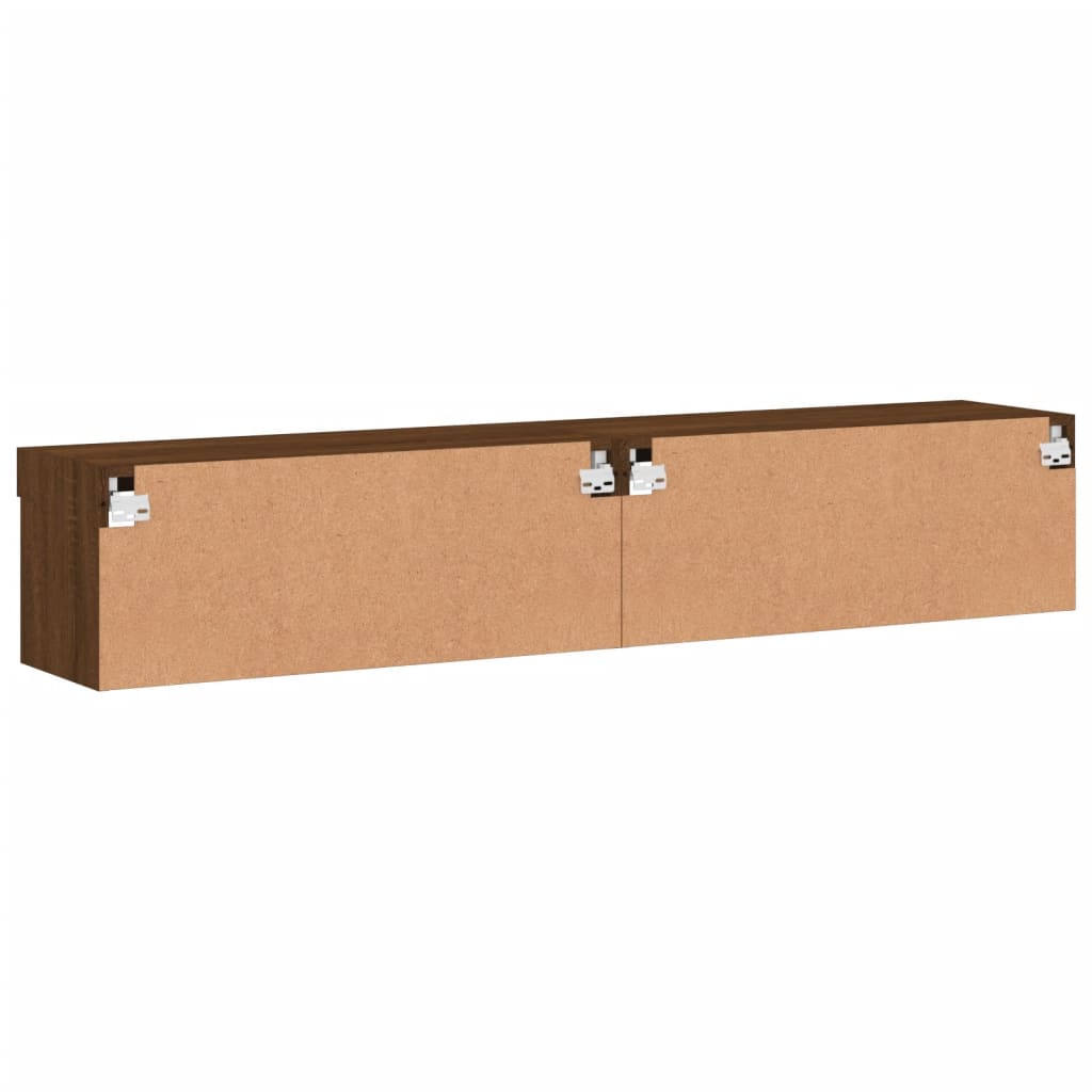 vidaXL Meubles TV avec lumières LED 2 pcs chêne marron 80x30x30 cm