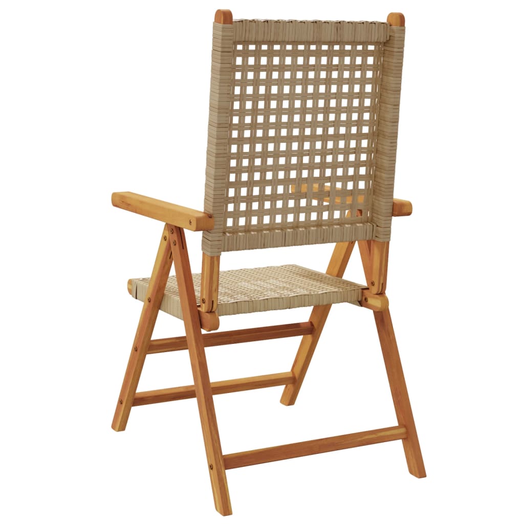 vidaXL Chaises de jardin lot de 2 beige bois massif d'acacia et rotin