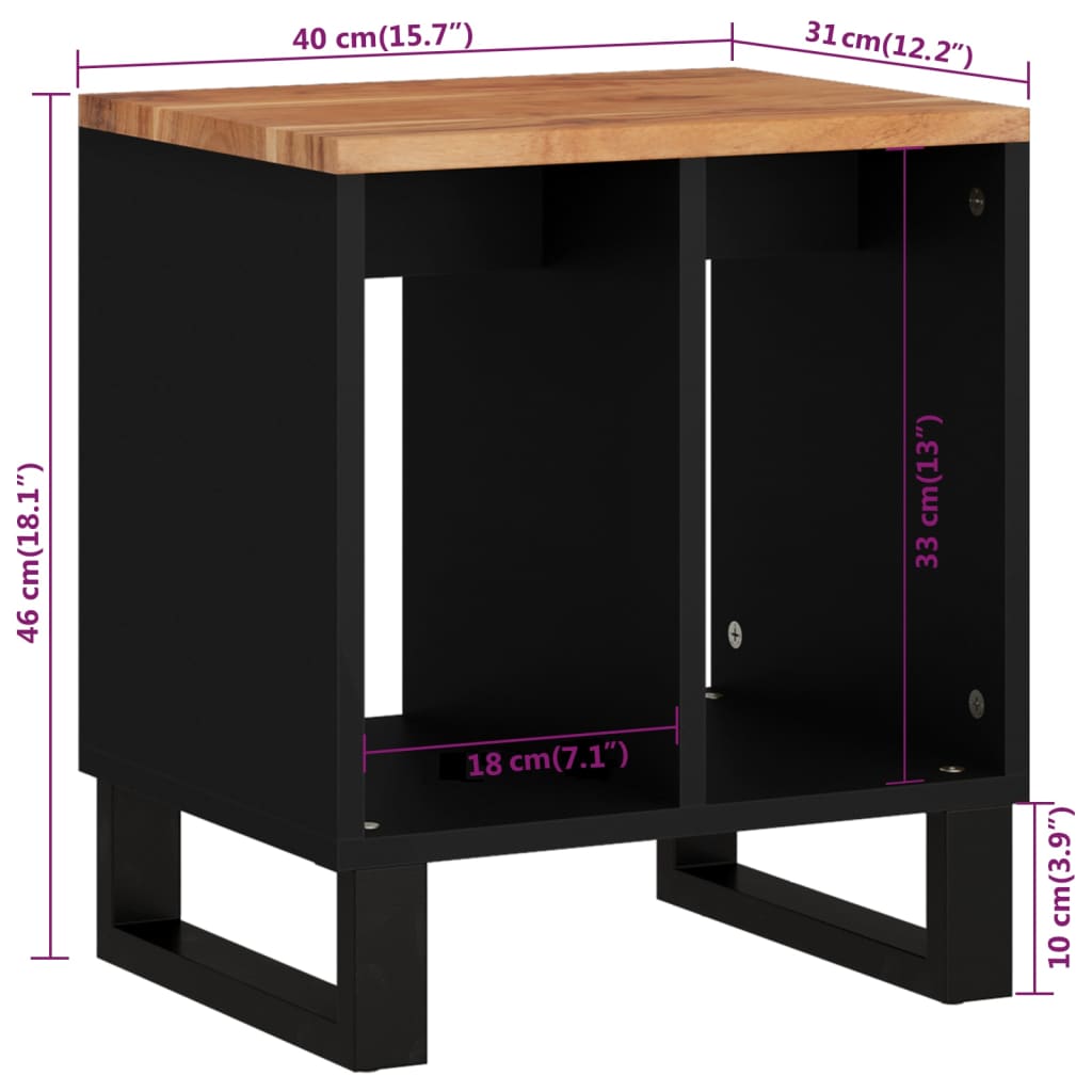 vidaXL Table d'appoint 40x31x46cm Bois d'acacia solide et d'ingénierie