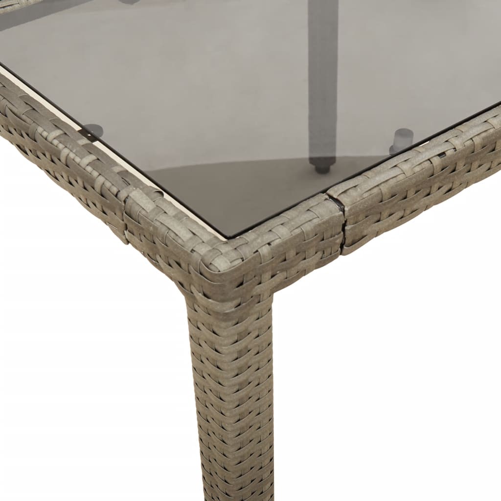 vidaXL Table de jardin 150x90x75cm Verre trempé et résine tressée Gris