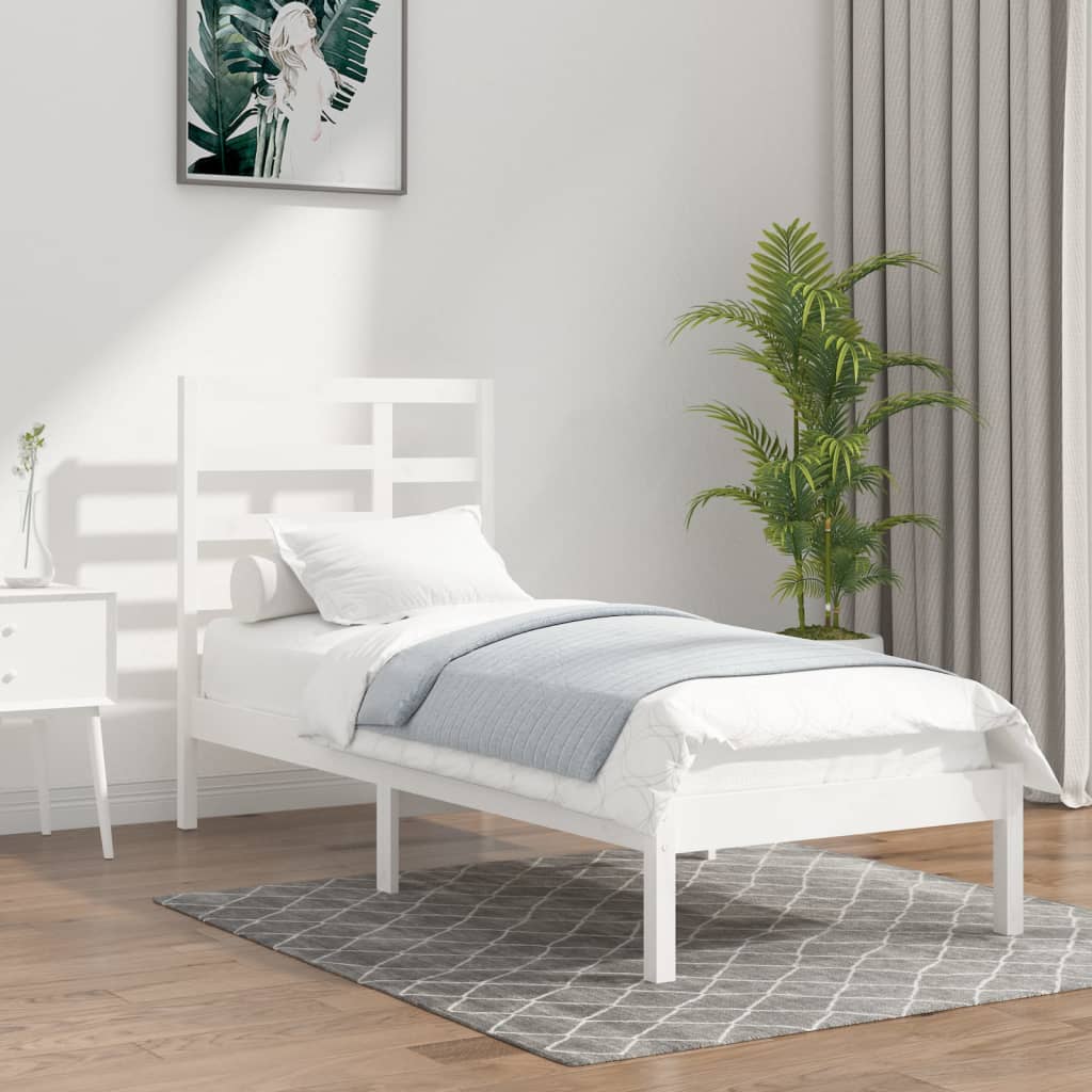 vidaXL Cadre de lit sans matelas blanc bois massif 100x200 cm