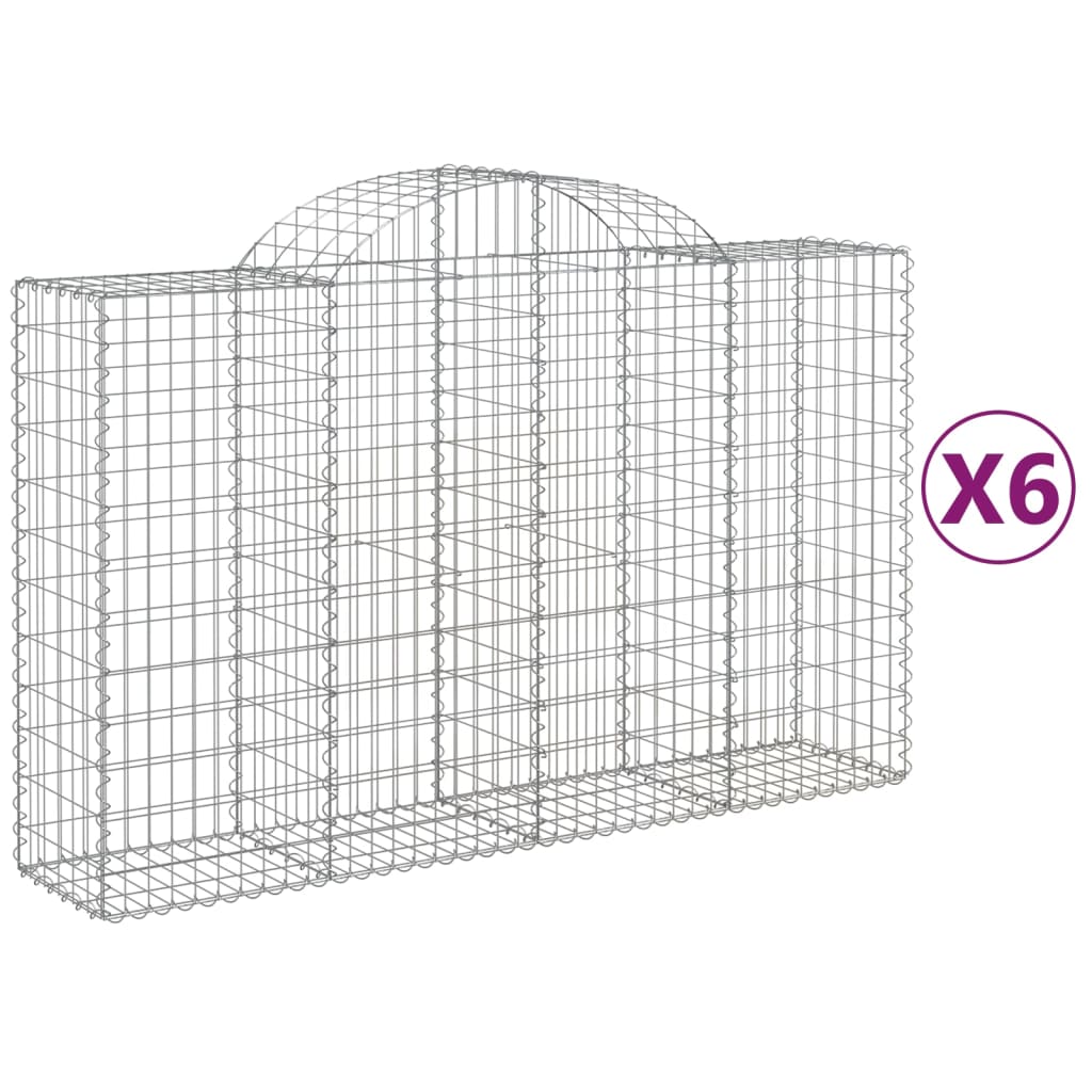 vidaXL Paniers à gabions arqués 6 pcs 200x50x120/140 cm Fer galvanisé