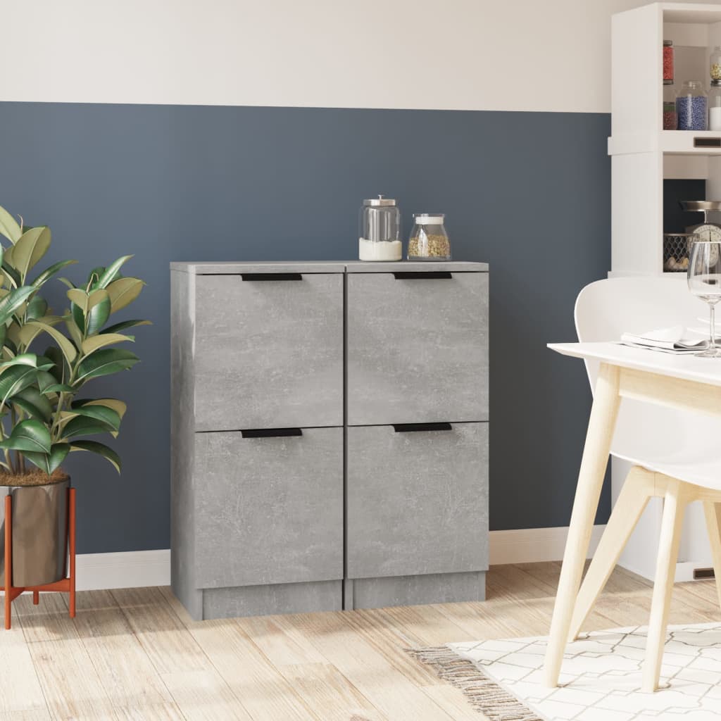 vidaXL Buffets 2 pcs Gris béton 30x30x70 cm Bois d'ingénierie