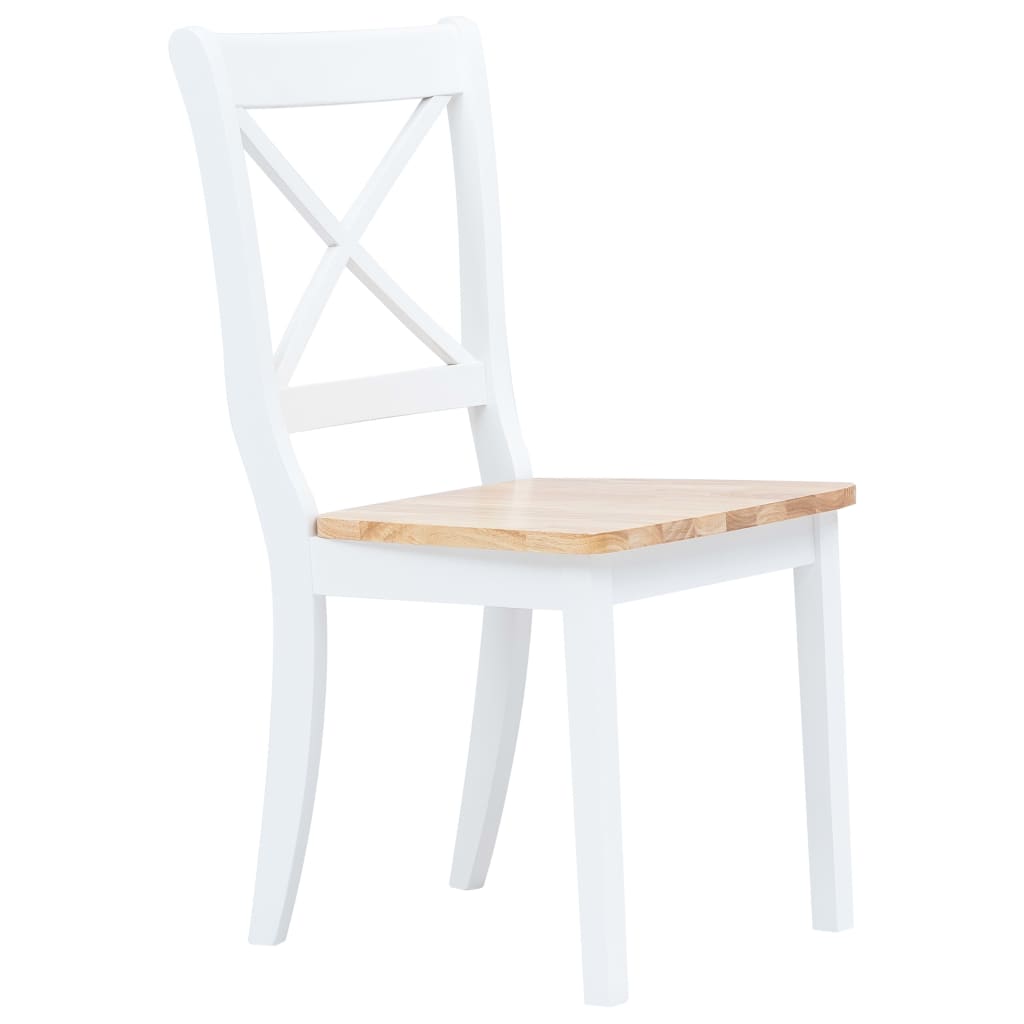 vidaXL Chaises à manger lot de 2 blanc et bois clair bois hévéa massif