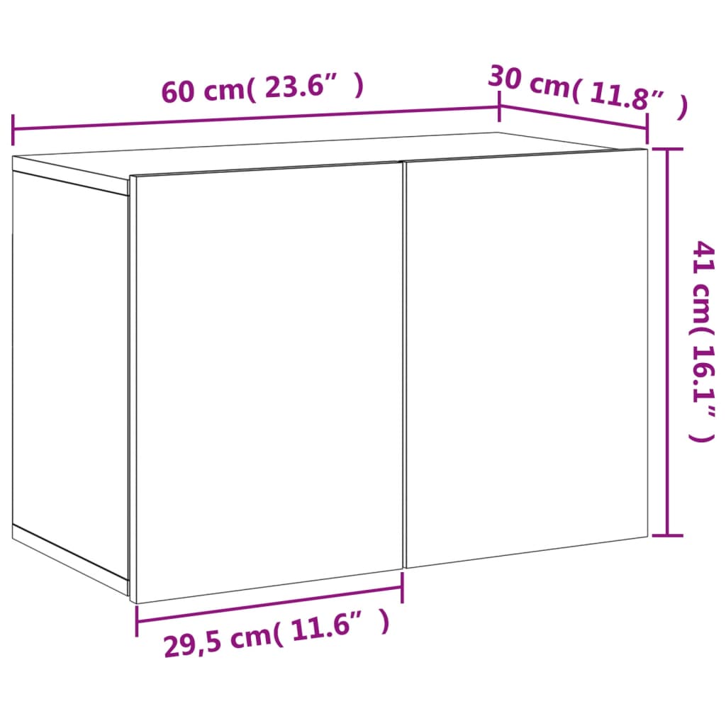 vidaXL Meuble TV mural chêne sonoma 60x30x41 cm