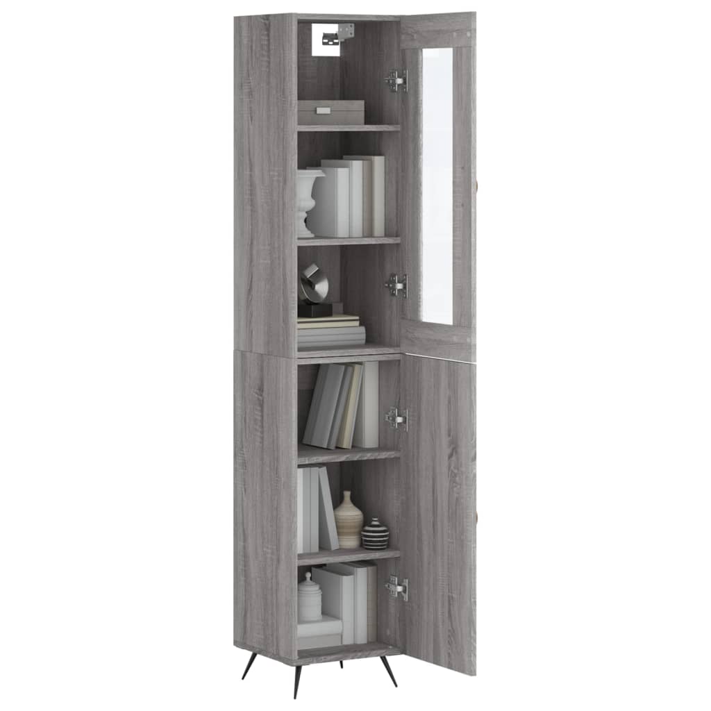 vidaXL Buffet haut Sonoma gris 34,5x34x180 cm Bois d'ingénierie