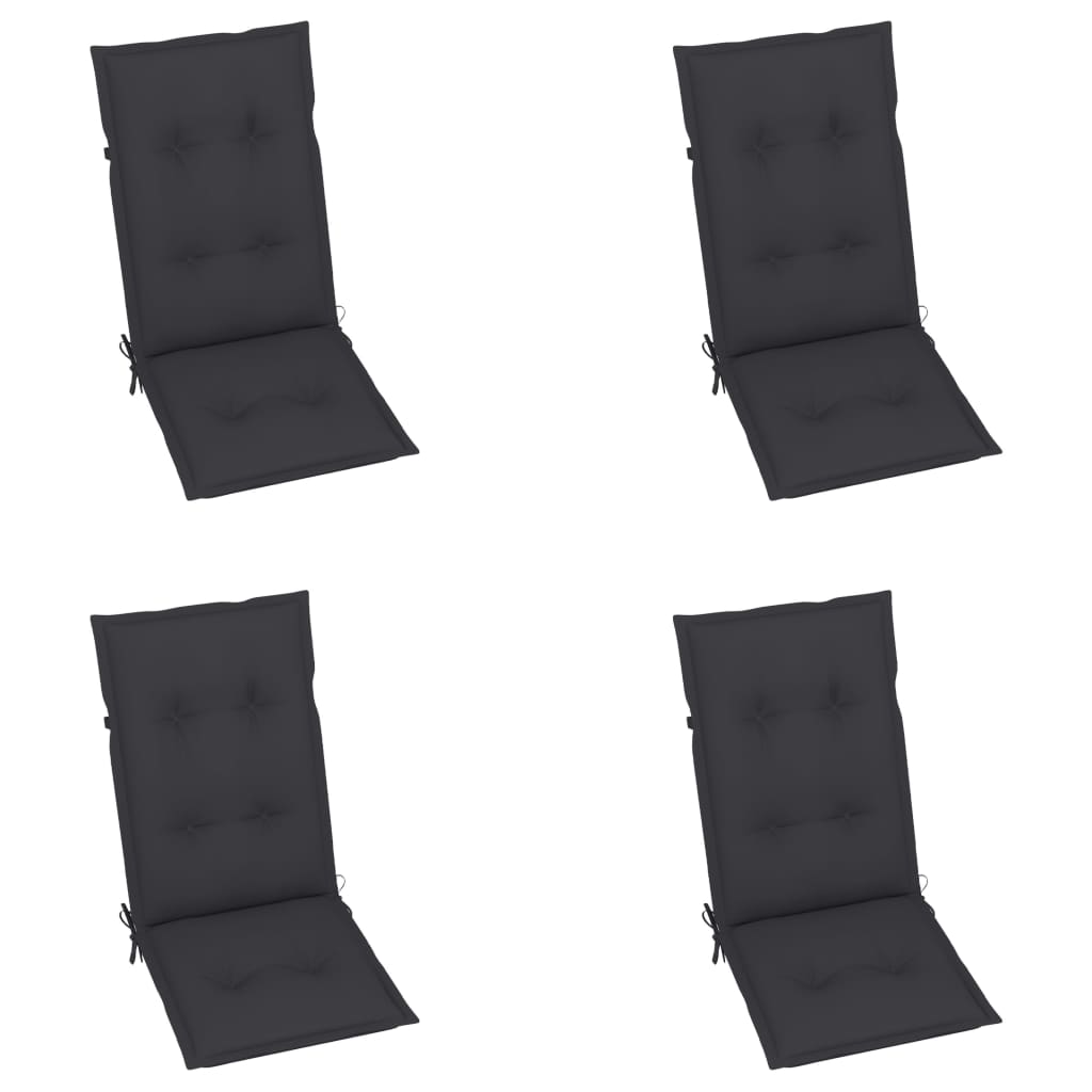 vidaXL Chaises de jardin lot de 4 et coussins anthracite Bois de teck