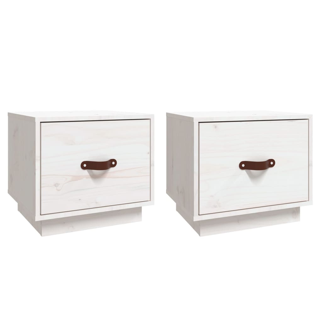 vidaXL Tables de chevet 2 pcs Blanc 40x34x35 cm Bois de pin massif