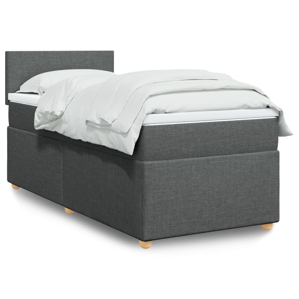 vidaXL Sommier à lattes de lit avec matelas gris foncé simple tissu