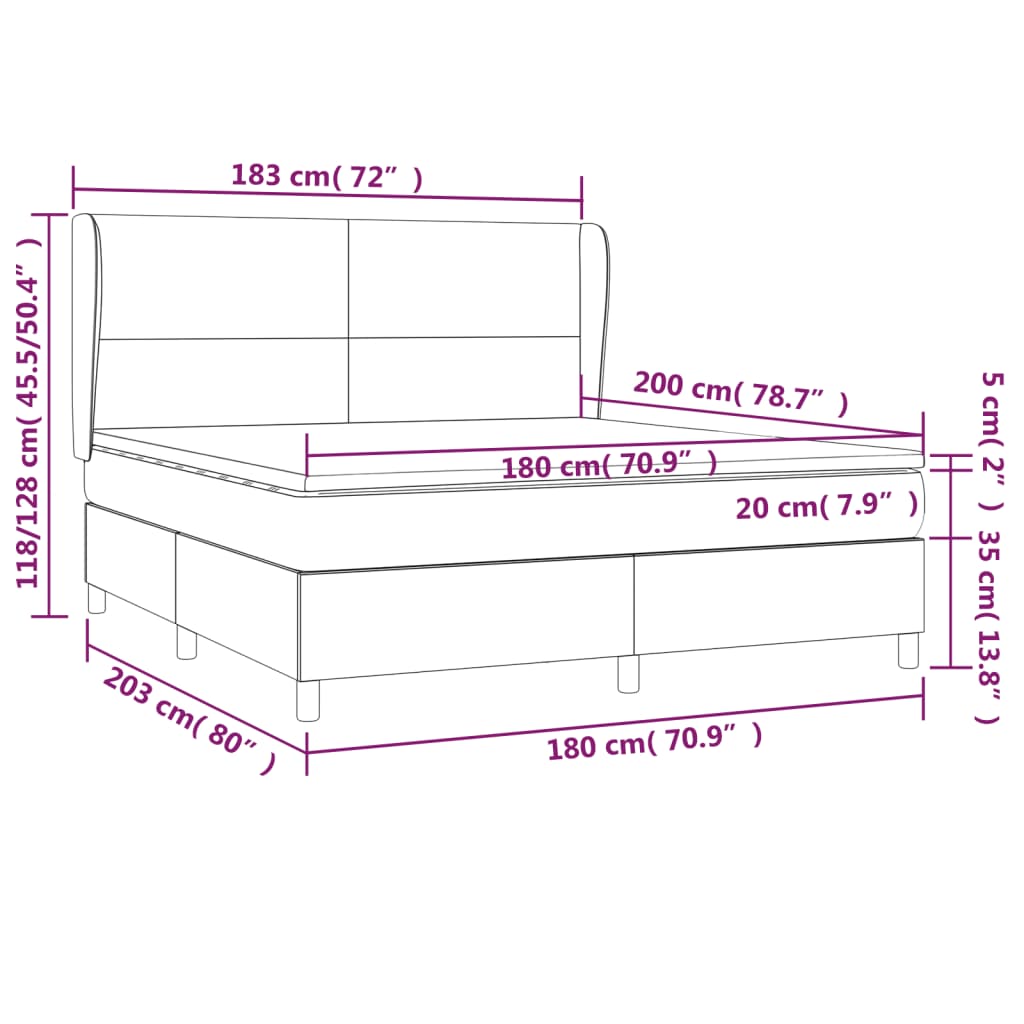 vidaXL Sommier à lattes de lit avec matelas Noir 180x200 cm Tissu