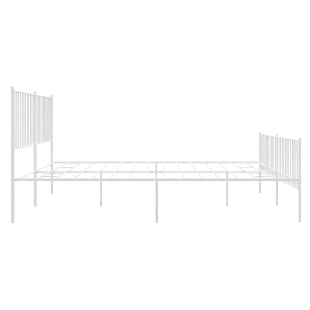 vidaXL Cadre de lit métal sans matelas et pied de lit blanc 200x200 cm