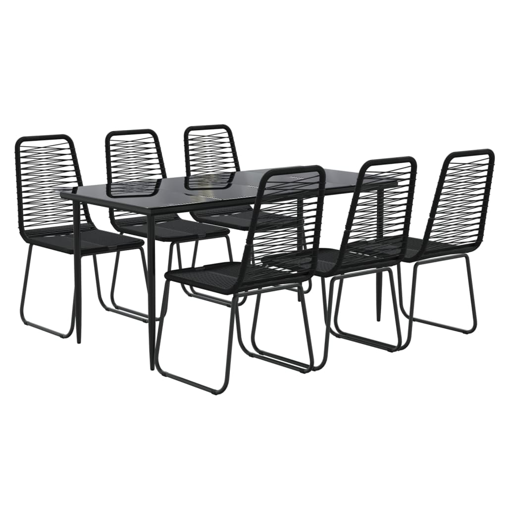 vidaXL Ensemble à manger de jardin 7 pcs Noir