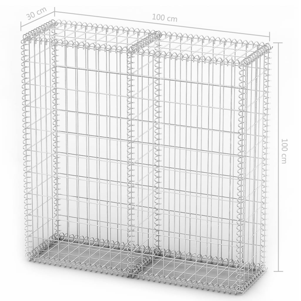 vidaXL Panier de gabion avec couvercle Fil galvanisé 100x100x30 cm