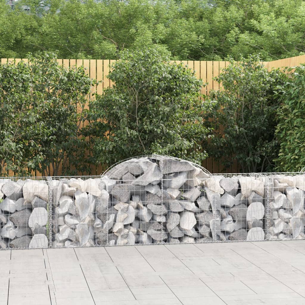 vidaXL Paniers à gabions arqués 7 pcs 200x50x60/80 cm Fer galvanisé