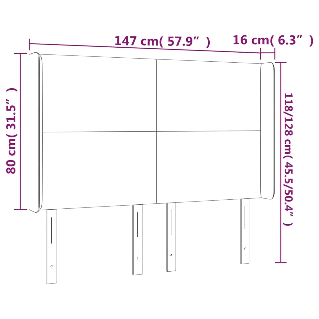 vidaXL Tête de lit avec oreilles Noir 147x16x118/128 cm Similicuir