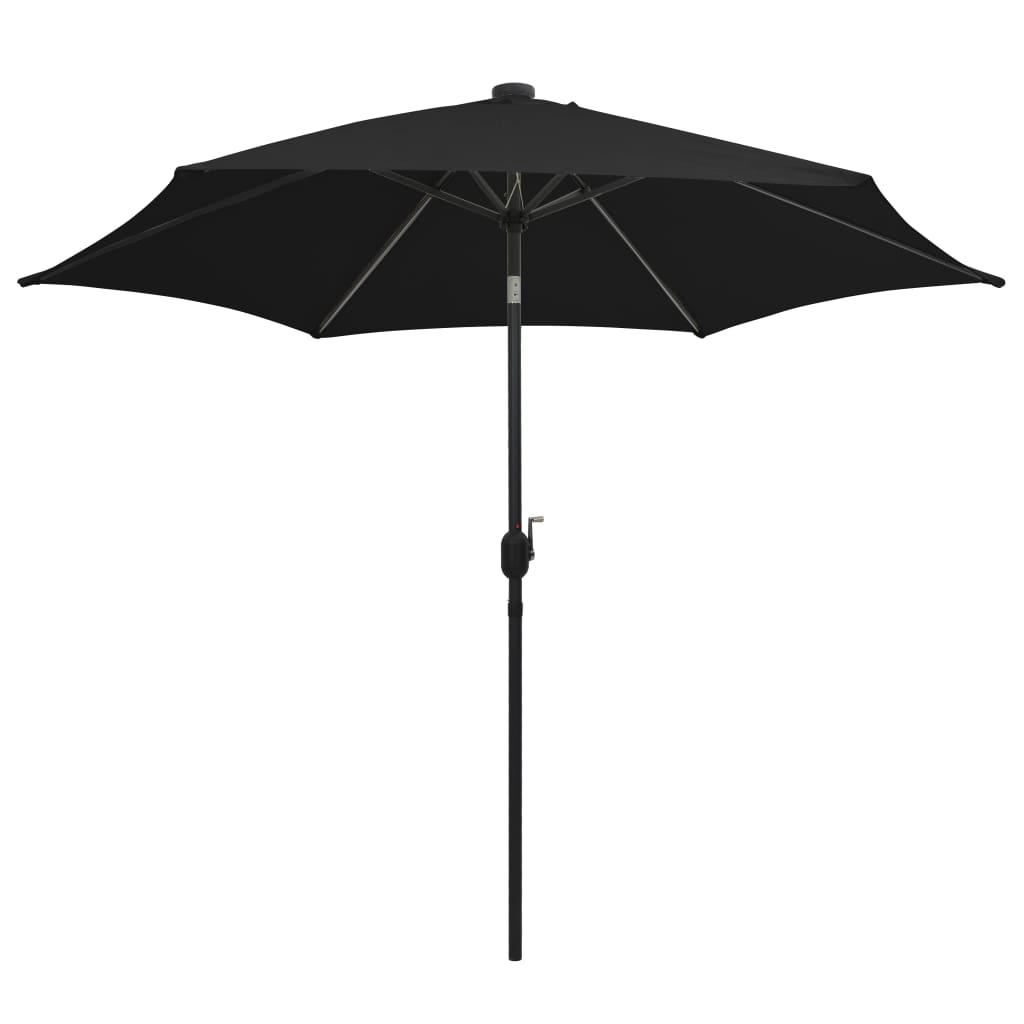 vidaXL Parasol de jardin avec lumières LED et mât en aluminium noir