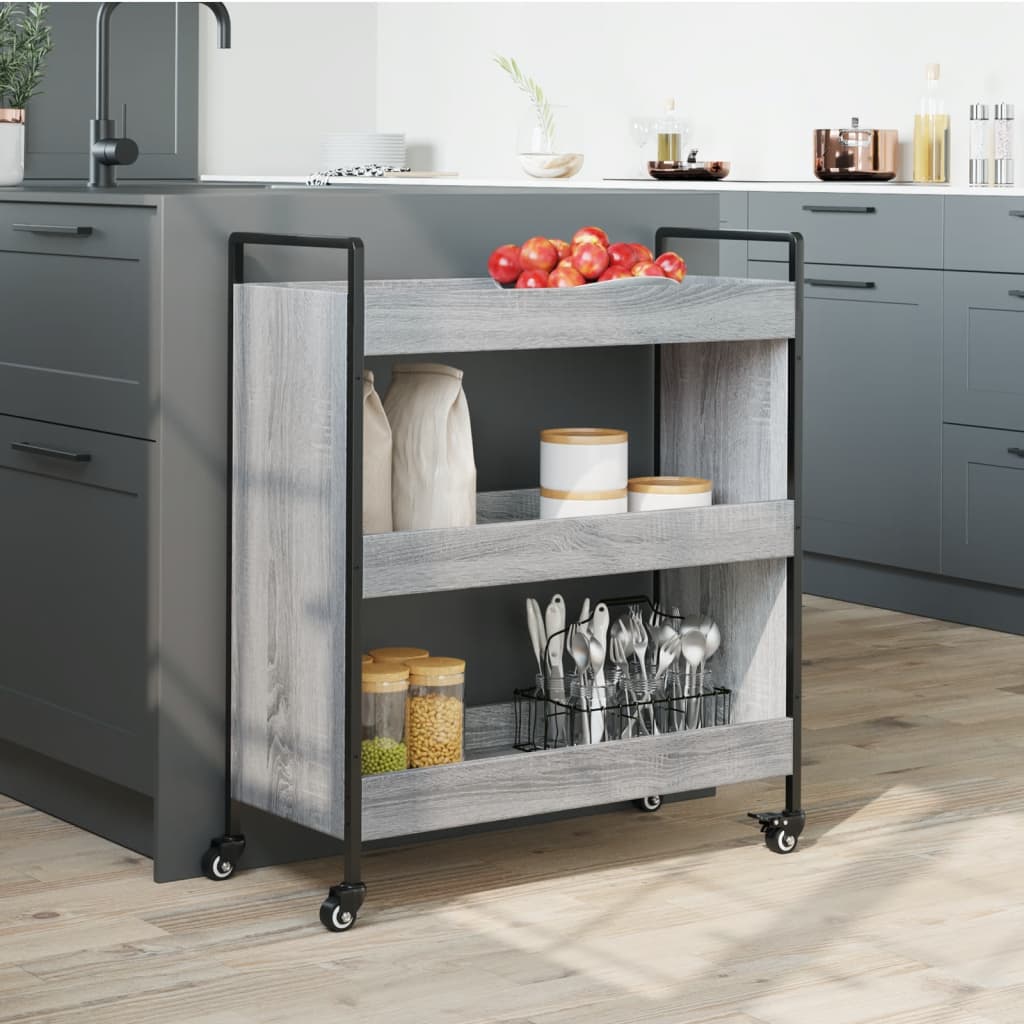 vidaXL Chariot de cuisine sonoma gris 70x30x82 cm bois d'ingénierie