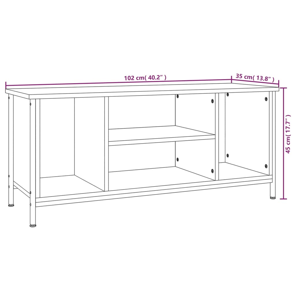 vidaXL Meuble TV noir 102x35x45 cm bois d'ingénierie