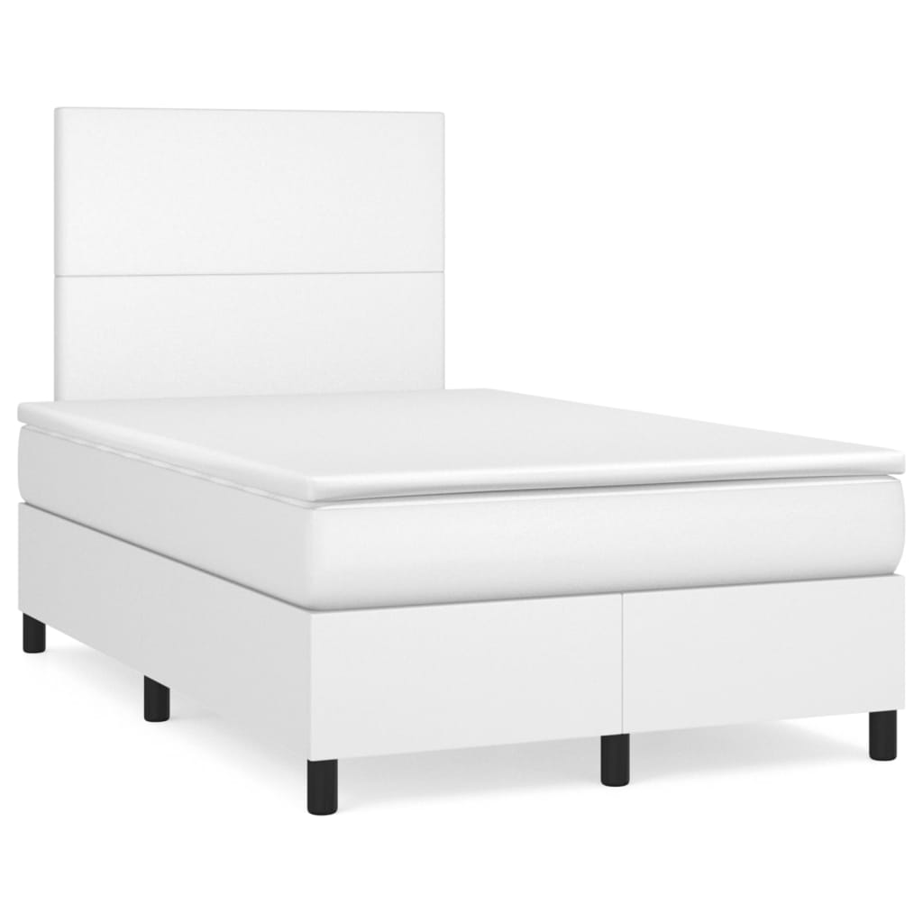 vidaXL Sommier à lattes de lit matelas LED blanc 120x190 cm similicuir