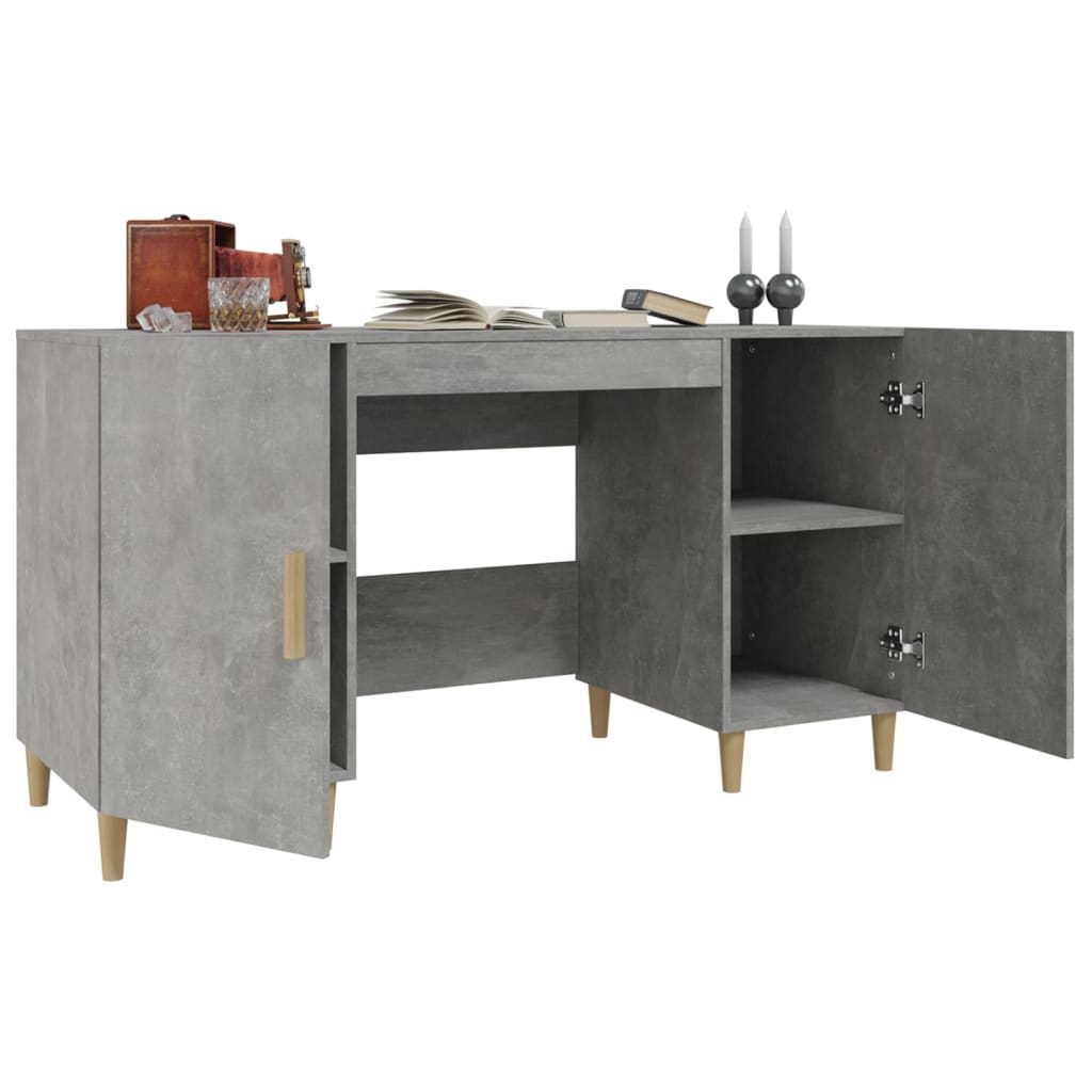 vidaXL Bureau Gris béton 140x50x75 cm Bois d'ingénierie