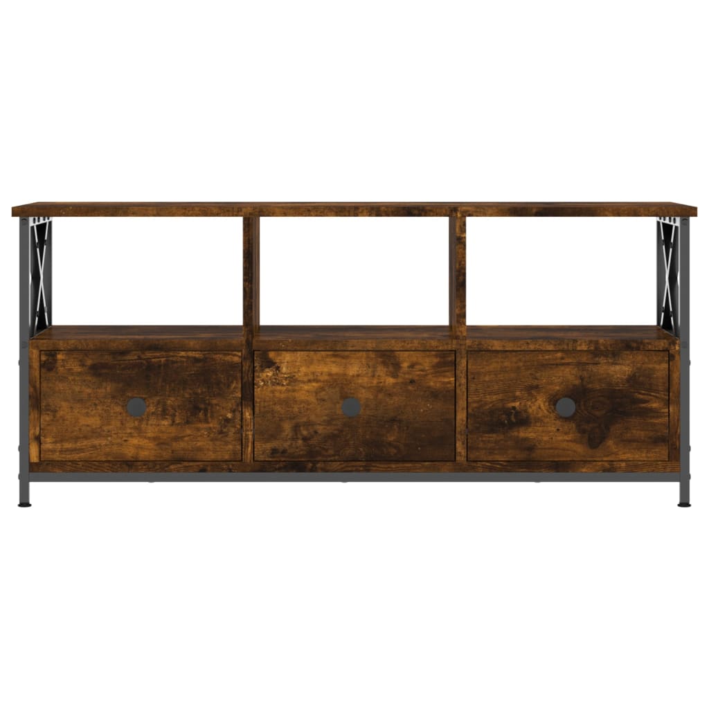 vidaXL Meuble TV chêne fumé 102x33x45 cm bois d'ingénierie et fer