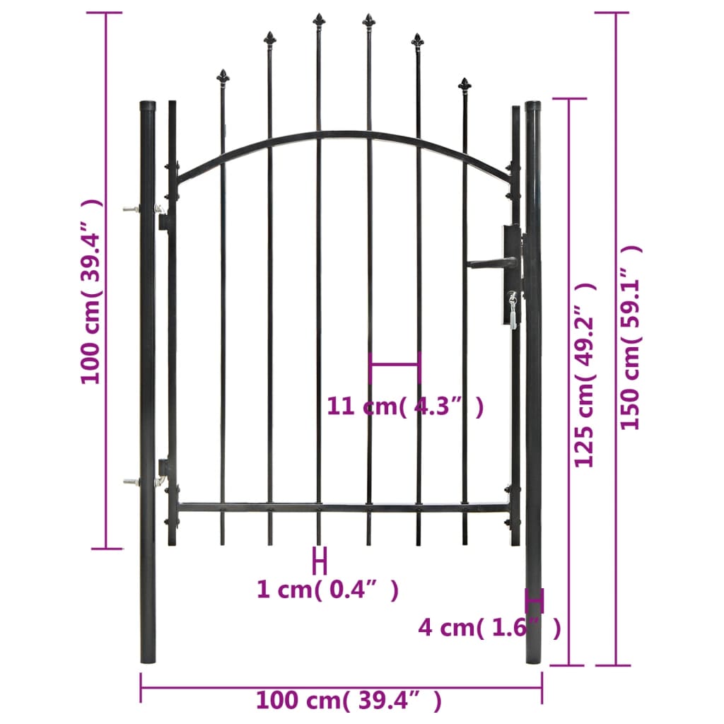 vidaXL Portail de jardin Acier 1 x 1,5 m Noir