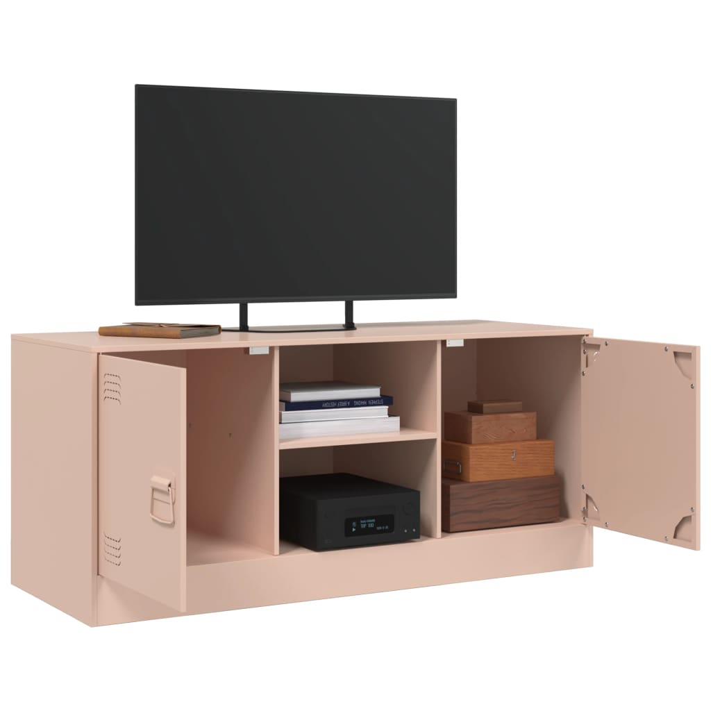 vidaXL Meuble TV rose 99x39x44 cm acier