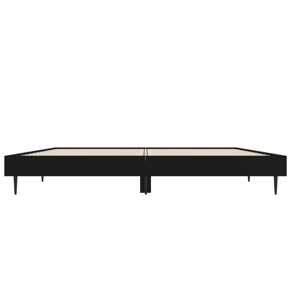 vidaXL Cadre de lit sans matelas noir 135x190 cm bois d'ingénierie