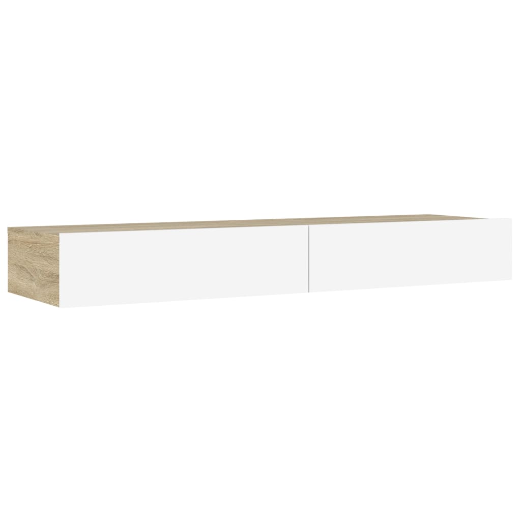 vidaXL Meuble TV avec lumières LED Blanc et chêne sonoma 120x35x15,5cm