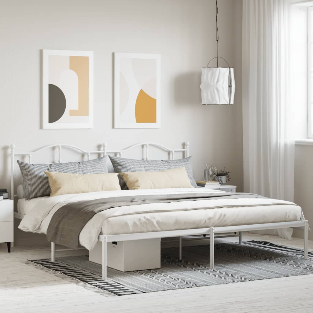 vidaXL Cadre de lit métal sans matelas et tête de lit blanc 200x200 cm