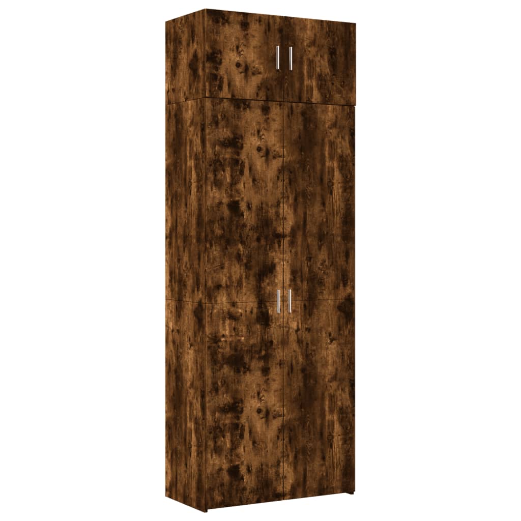 vidaXL Armoire de rangement chêne fumé 80x42,5x225cm bois d'ingénierie