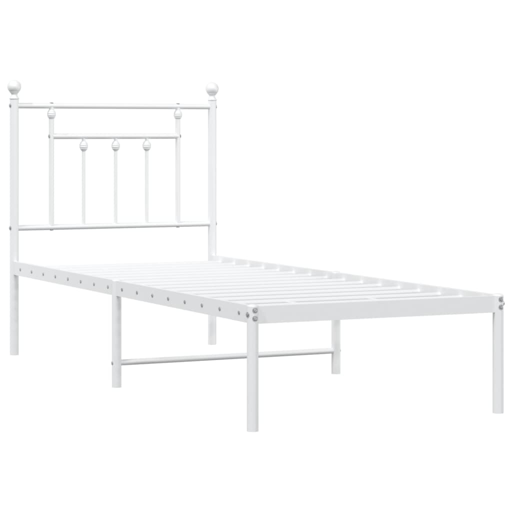 vidaXL Cadre de lit métal sans matelas avec tête de lit blanc 75x190cm