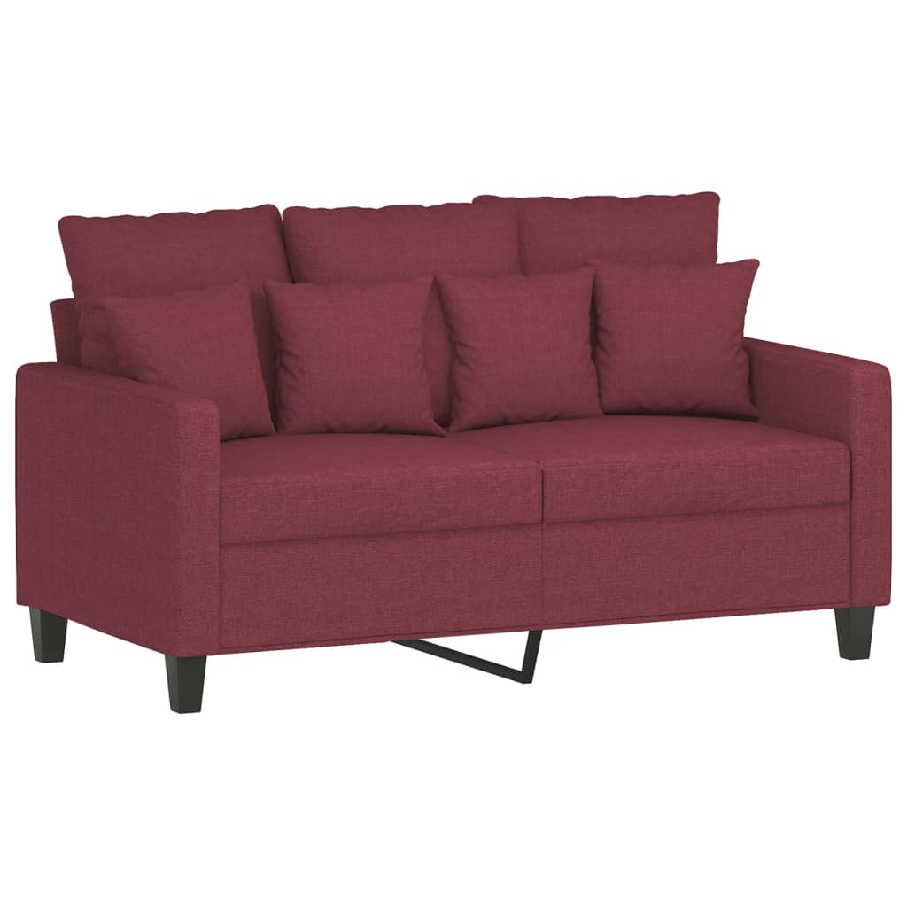 vidaXL Ensemble de canapés 4 pcs avec coussins rouge bordeaux tissu