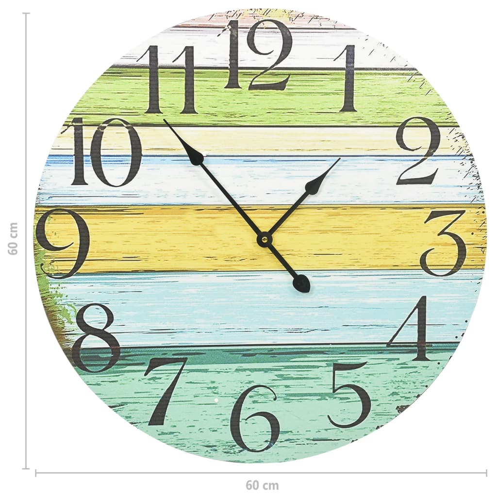 vidaXL Horloge murale Multicolore 60 cm MDF