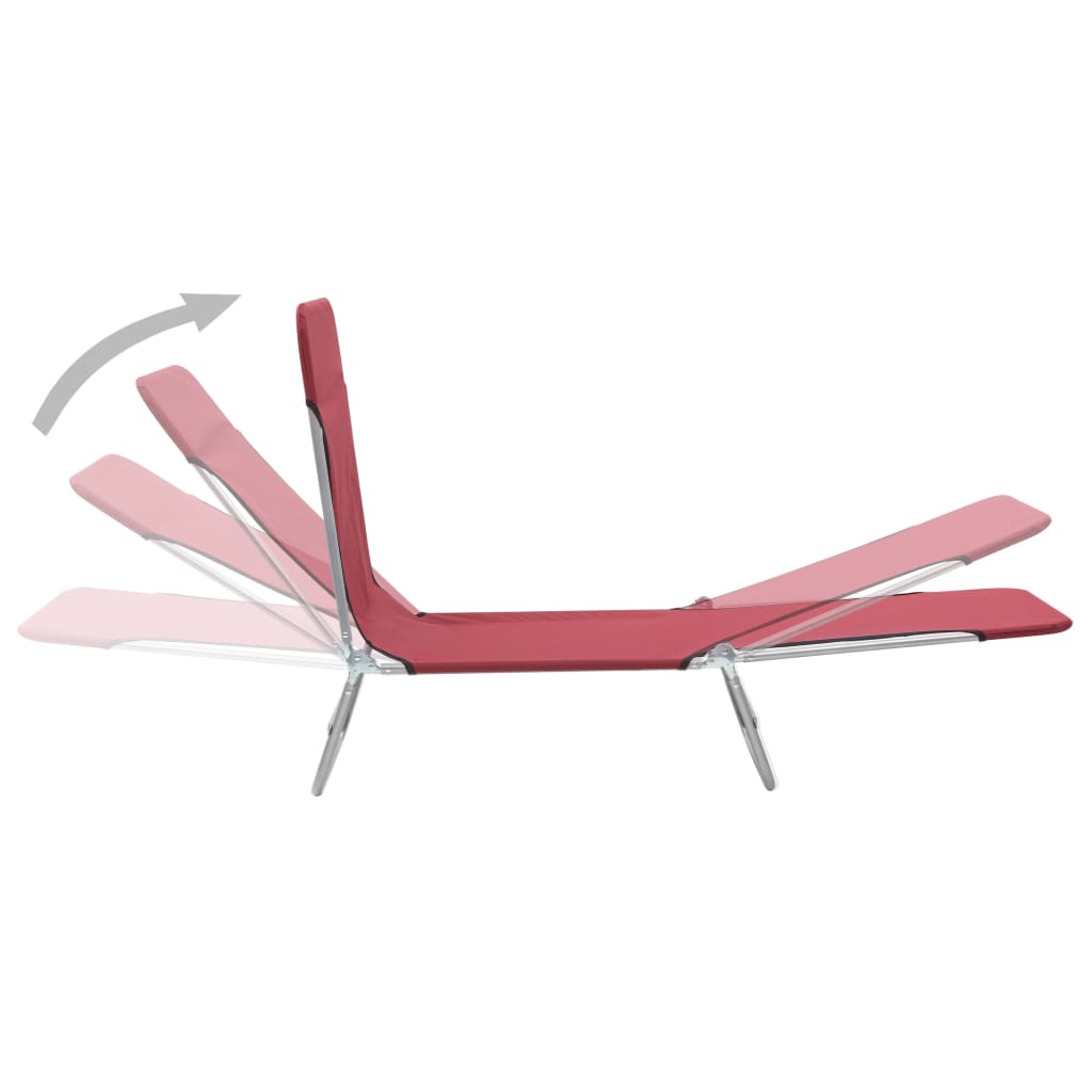 vidaXL Chaises longues pliables lot de 2 Acier et tissu Rouge