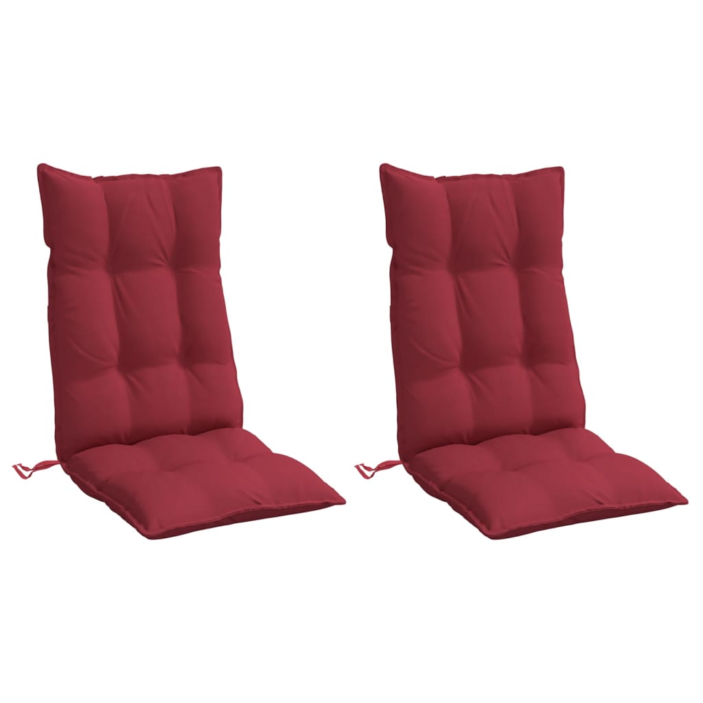 vidaXL Coussins de chaise à dossier haut lot de 2 rouge bordeaux