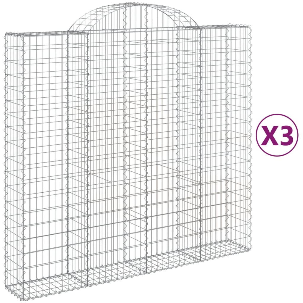 vidaXL Paniers à gabions arqués 3 pcs 200x50x180/200 cm Fer galvanisé