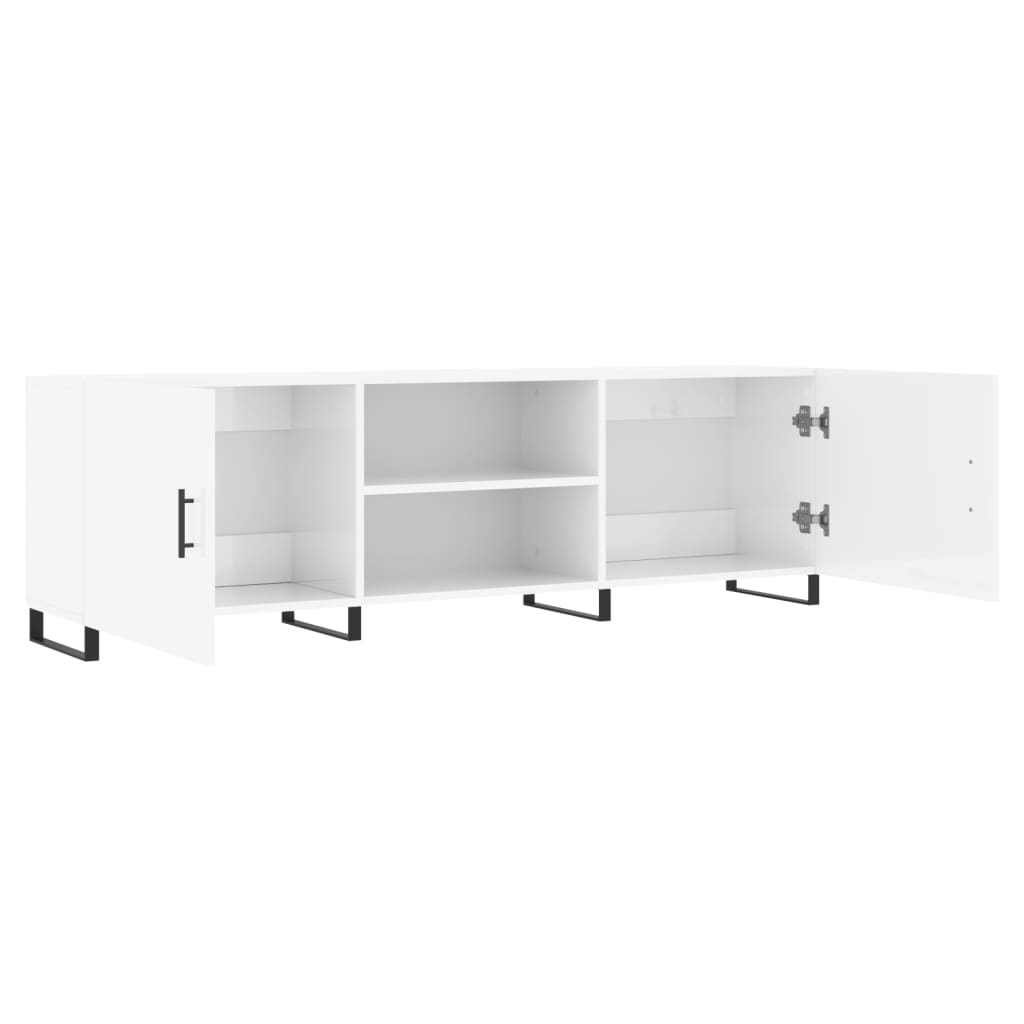 vidaXL Meuble TV blanc brillant 150x30x50 cm bois d'ingénierie