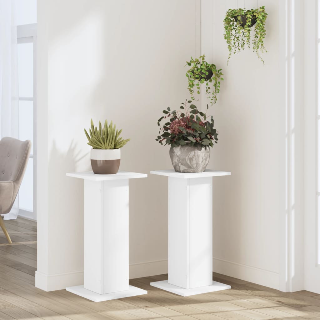 vidaXL Supports pour plantes 2 pcs blanc 30x30x60 cm bois d'ingénierie