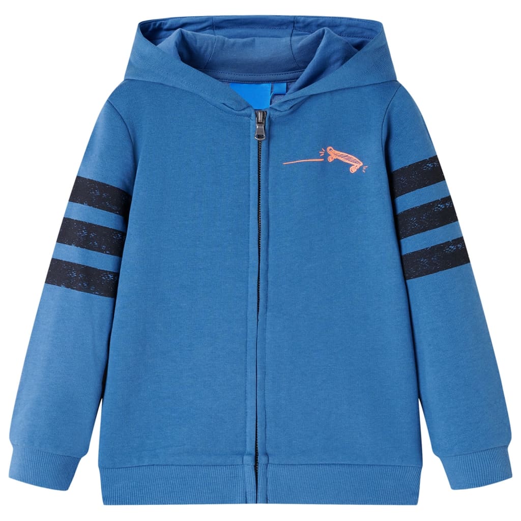 Sweatshirt à capuche fermeture éclair enfants bleu 104