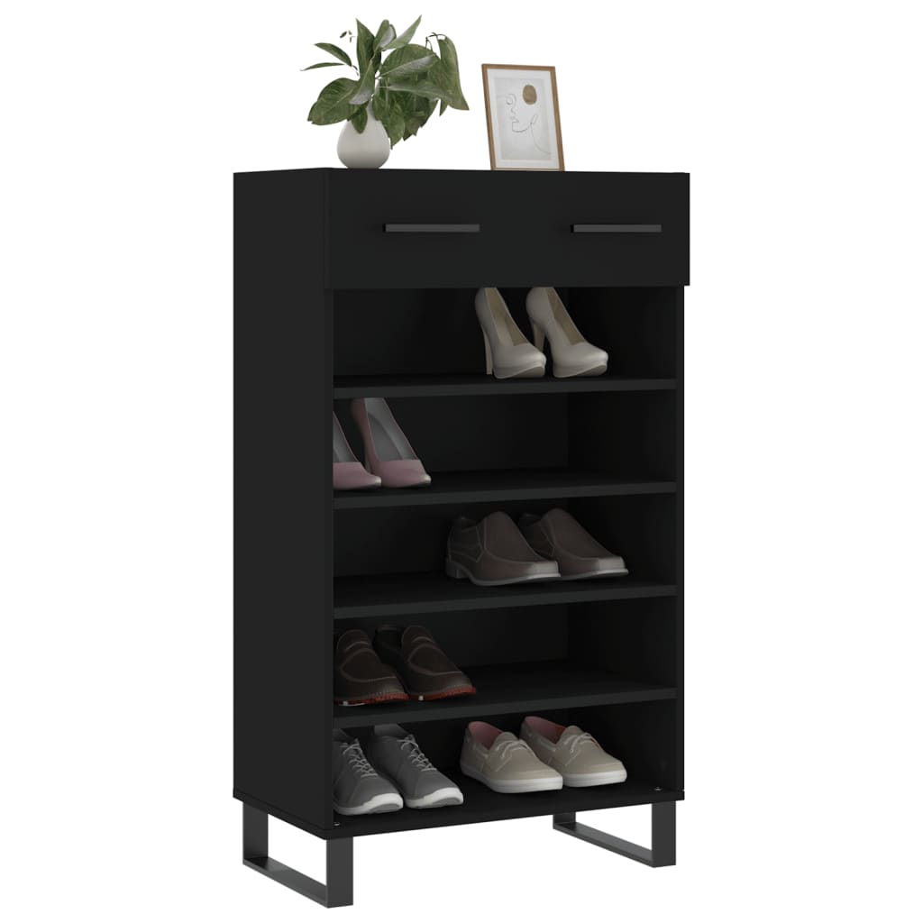 vidaXL Armoire à chaussures noir 60x35x105 cm bois d'ingénierie