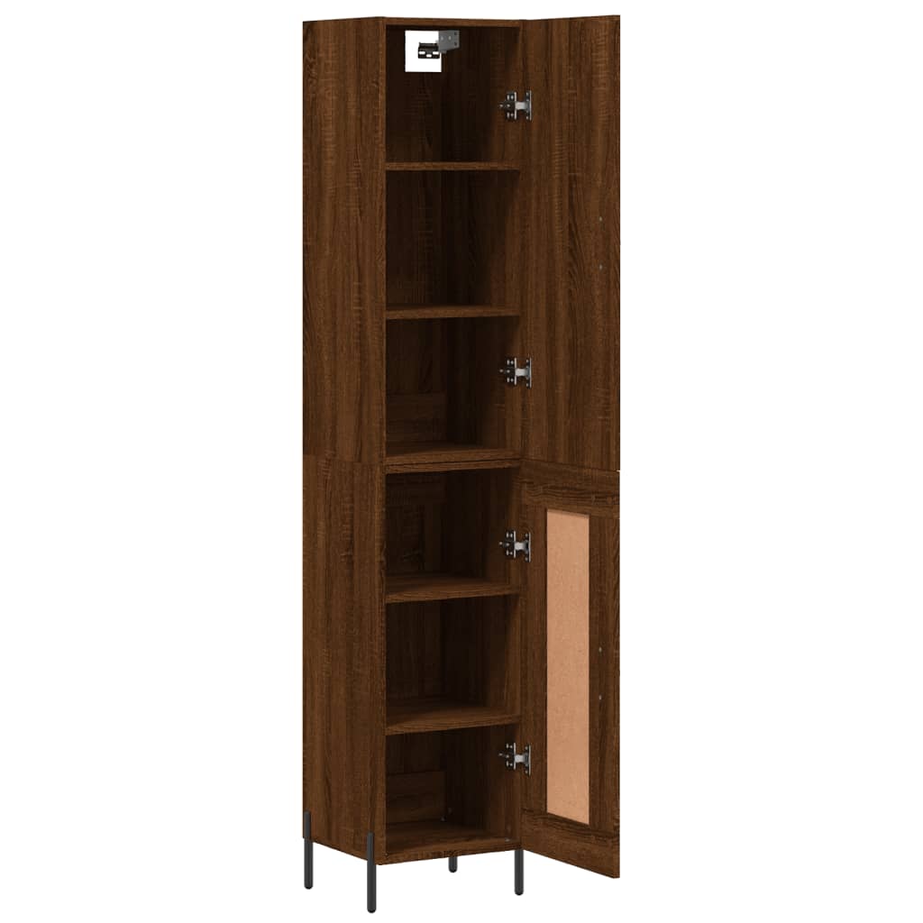 vidaXL Buffet haut Chêne marron 34,5x34x180 cm Bois d'ingénierie