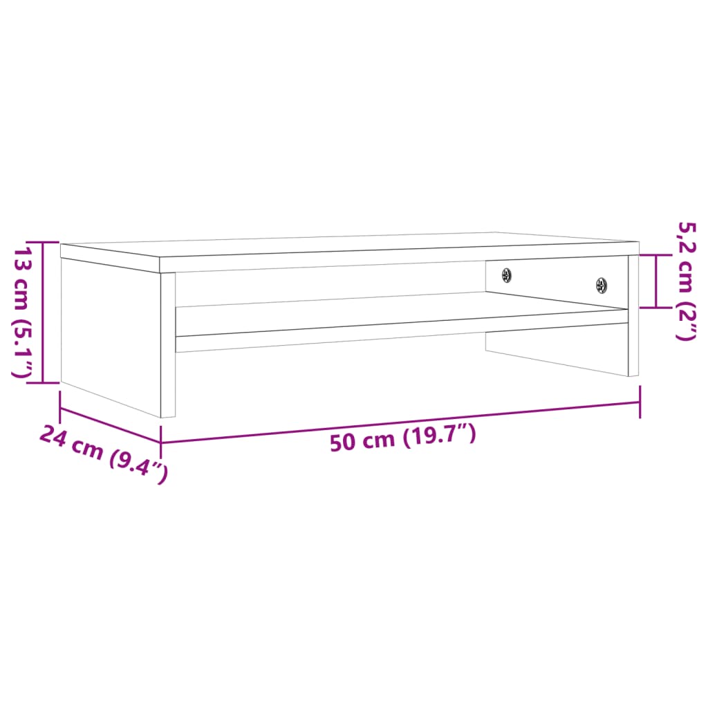 vidaXL Support de moniteur marron miel 50x24x13 cm bois de pin solide