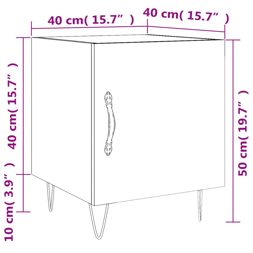 vidaXL Tables de chevet 2 pcs chêne fumé 40x40x50 cm bois d'ingénierie