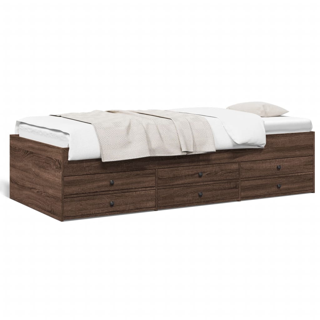 vidaXL Lit de jour avec tiroirs sans matelas chêne marron 75x190 cm