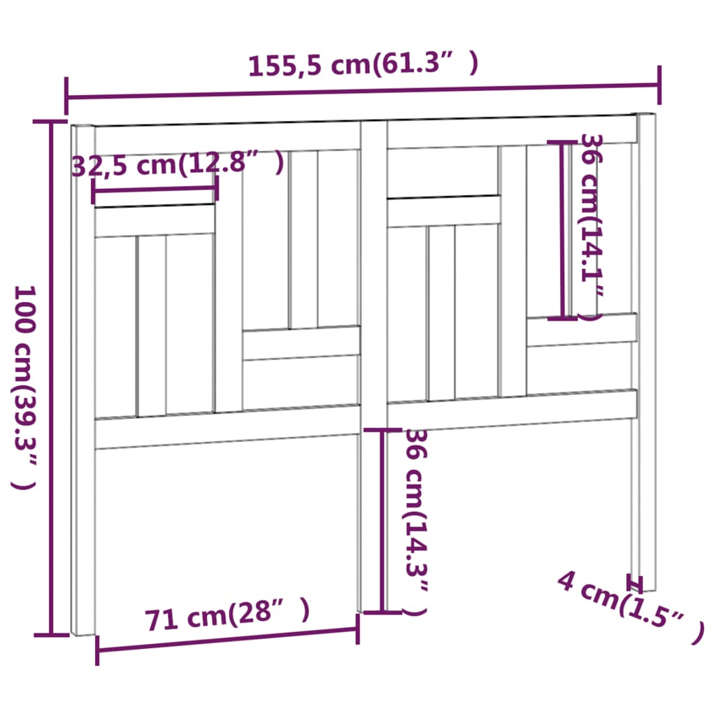 vidaXL Tête de lit 155,5x4x100 cm Bois massif de pin