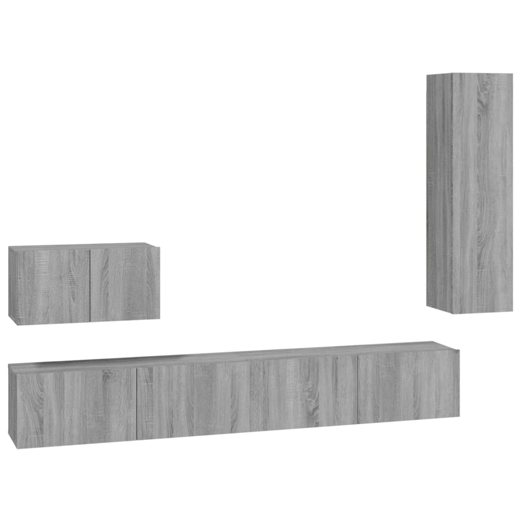 vidaXL Ensemble de meubles TV 4 pcs Sonoma gris Bois d'ingénierie