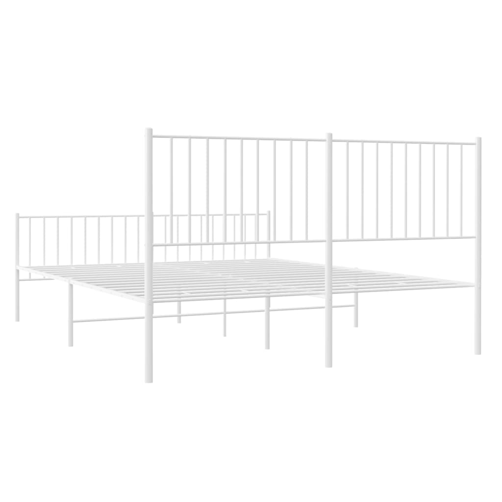 vidaXL Cadre de lit métal sans matelas et pied de lit blanc 150x200 cm